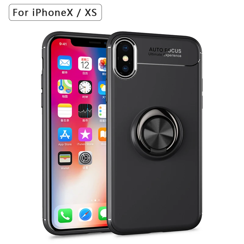 Чехол с магнитным кольцом и держателем для iphonex xs мягкая задняя крышка из ТПУ iphone
