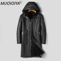 winter natural fur leather jackets for men 2022 hooded 100 real sheepskin coat men warm parkas jaqueta masculina gxy257