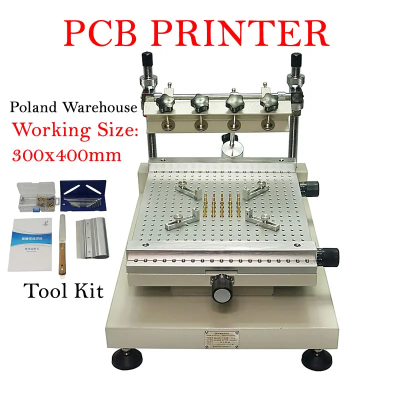 

PCB silkscreen printer chip repairing solder paste printer red glue printing machine ZB3040H print size 300x400mm for pcb making