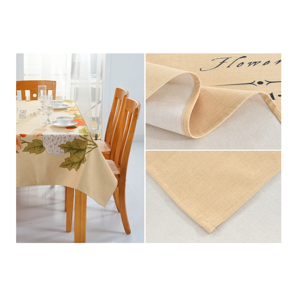 

Rural Style Cotton Linen Tablecloth Flower Print Table Cloth Cover Decor 2 Sizes