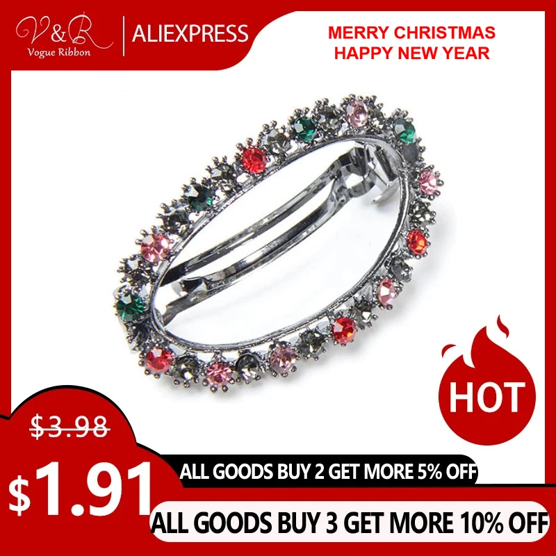 Овальная заколка для волос с разноцветными камнями аксессуары модные украшения