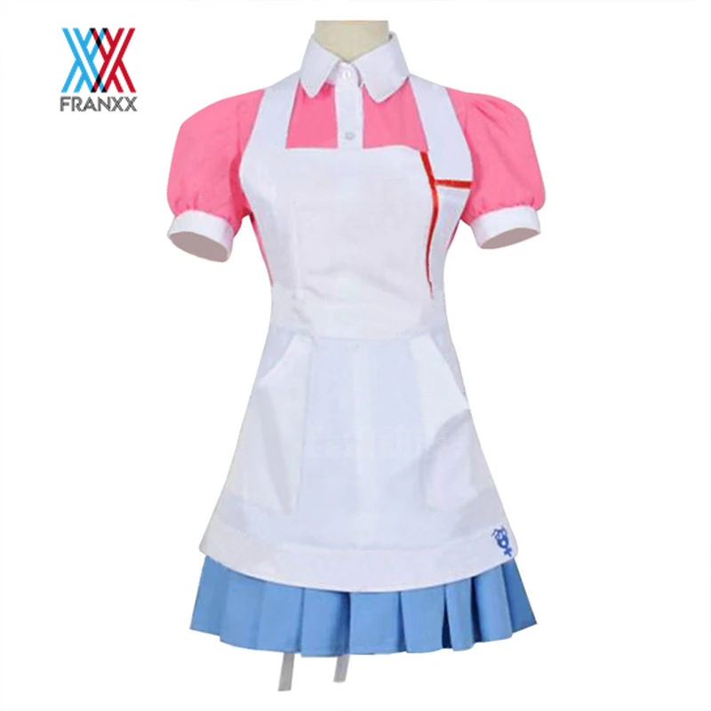 

Anime Dangan Ronpa 2 Cosplay Costume Mikan Tsumiki Dress Wig Hair Cos Women Danganronpa Top Skirt Pink Apron Dress Shoes Girls