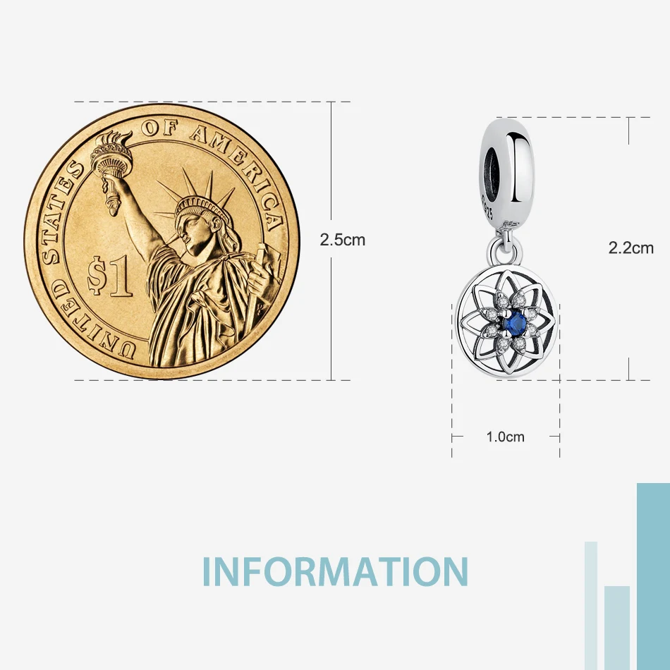 Аутентичные бусины из стерлингового серебра 925 Подвески поэтические Маргаритка