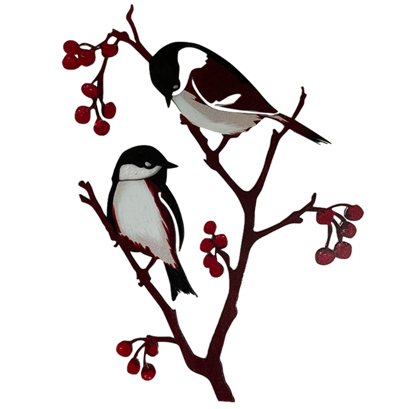 

H7JB Metal Mountain Sparrow Ornament Bird Statue Silhouette Home Garden Courtyard Outdoor Decor