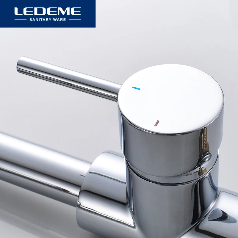 LEDEME Faucet L6155 Смеситель для кухни с выдвижной лейкой Латунь Цвет: Хром|Смесители