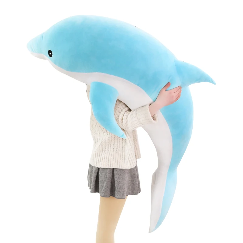 

Hot Huggable large plush dolphin toys stuffed sea animal girls dolls baby sleeping pillow christmas birthday gift for children