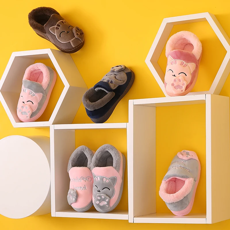 

Women Men Couple Shoes Winter Home Slippers Cartoon Animal Cat Non-slip Warm Indoors Bedroom Floor Shoes Female Ladies