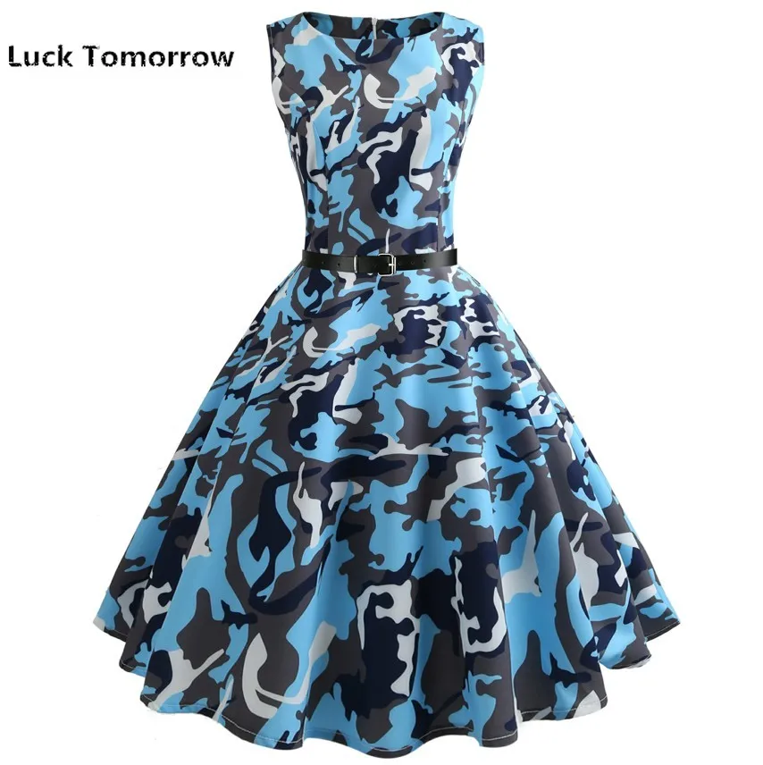 Women Summer Dress 2019 plus size clothing Audrey hepburn Floral robe Retro Swing Casual 50s Vintage Rockabilly Dresses Vestidos | Женская