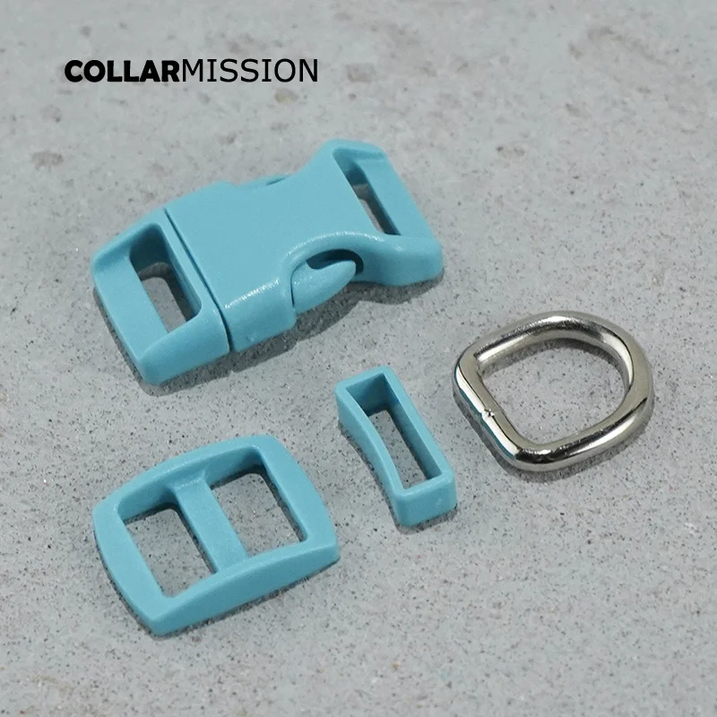 (Пластиковая пряжка + треугольник + квадратный держатель + D-образное кольцо) ошейник для собак, голубого цвета, 15 мм, тесьма, шитье yaccessory, Премиум качество