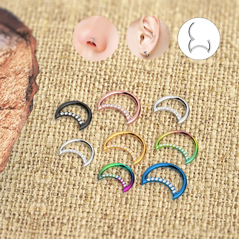 

Hera Jewelry Hot Sales Body Piercings 316L Surgical Steel Nose Ring Earring With Zircons