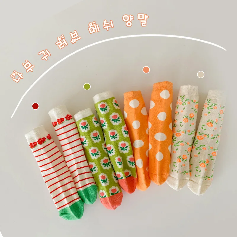 4 пары/Лот Детские носки принцесса милые Мультяшные в горошек весна осень для