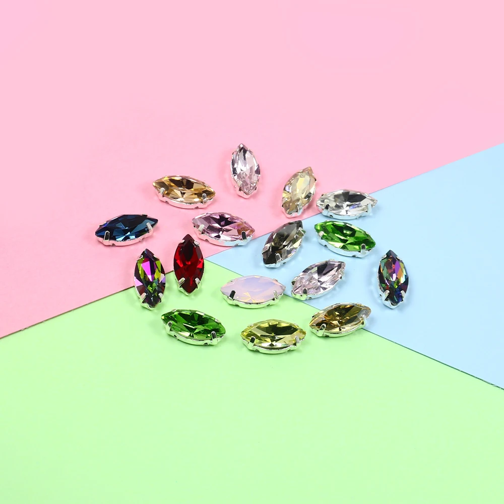 Набор декоративных Стразы silve claw 7*15 мм разные цвета|Стразы| |