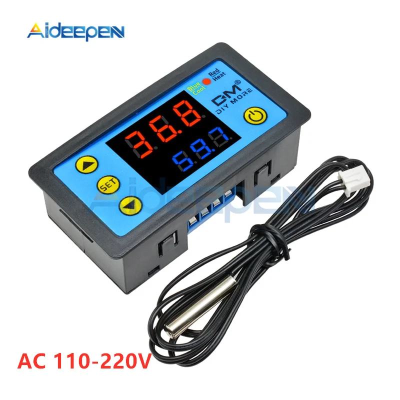 DC 12 V/24 V AC 110-220V W3231 светодиодный одинарный/двойной Дисплей цифровой Температура Управление; термостат Управление с NTC Сенсор зонд - Цвет: Dual AC 110-220V