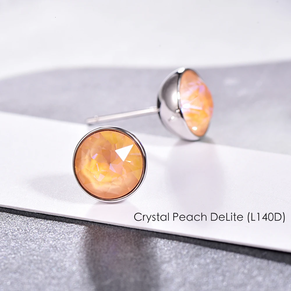 Серьги с кристаллами Swarovski, серьги из стерлингового серебра, круглые серьги для женщин, модные серьги-гвоздики, свадебные ювелирные изделия для офиса - Окраска металла: Crystal L140D