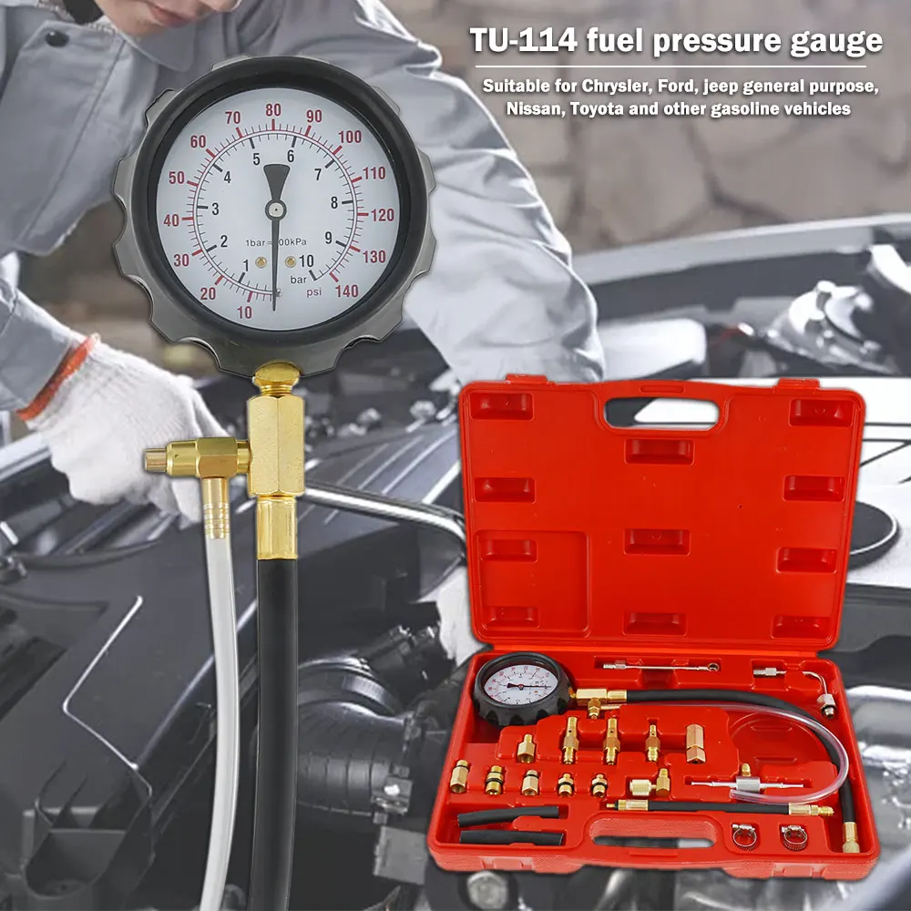 

Gasoline Engine Compression Tester Auto Petrol Gas Engine Pressure Gauge Tester Automotive Cylinder Automobile Test Kit 0-140psi