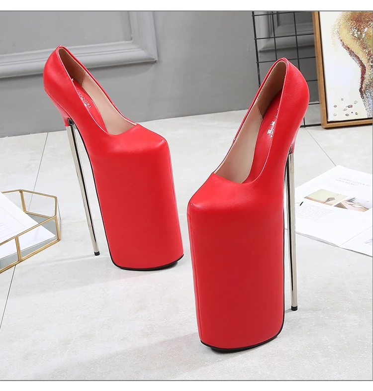 Красный Crossdresser/Большие Размеры: 36-45, 46; новые туфли на шпильке; zapatos mujer; пикантные Vestir Bombas 30 см; металлические тонкие туфли; Absatz; женская обувь; Donna Abiball; туфли-лодочки - Цвет: Красный