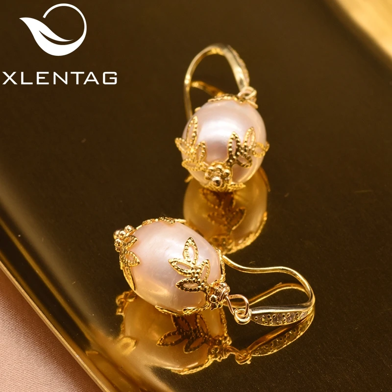 Женские серьги с растительным цветком XlentAg круглые серьги-Крючки из натурального