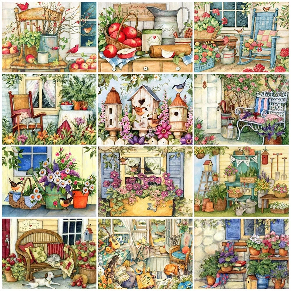 

5D Diy Diamond Painting Garden Rhinestone Art Diamond Embroidery Flower Scenery Drawing Cross Stitch Mosaic Home Decoration Gift