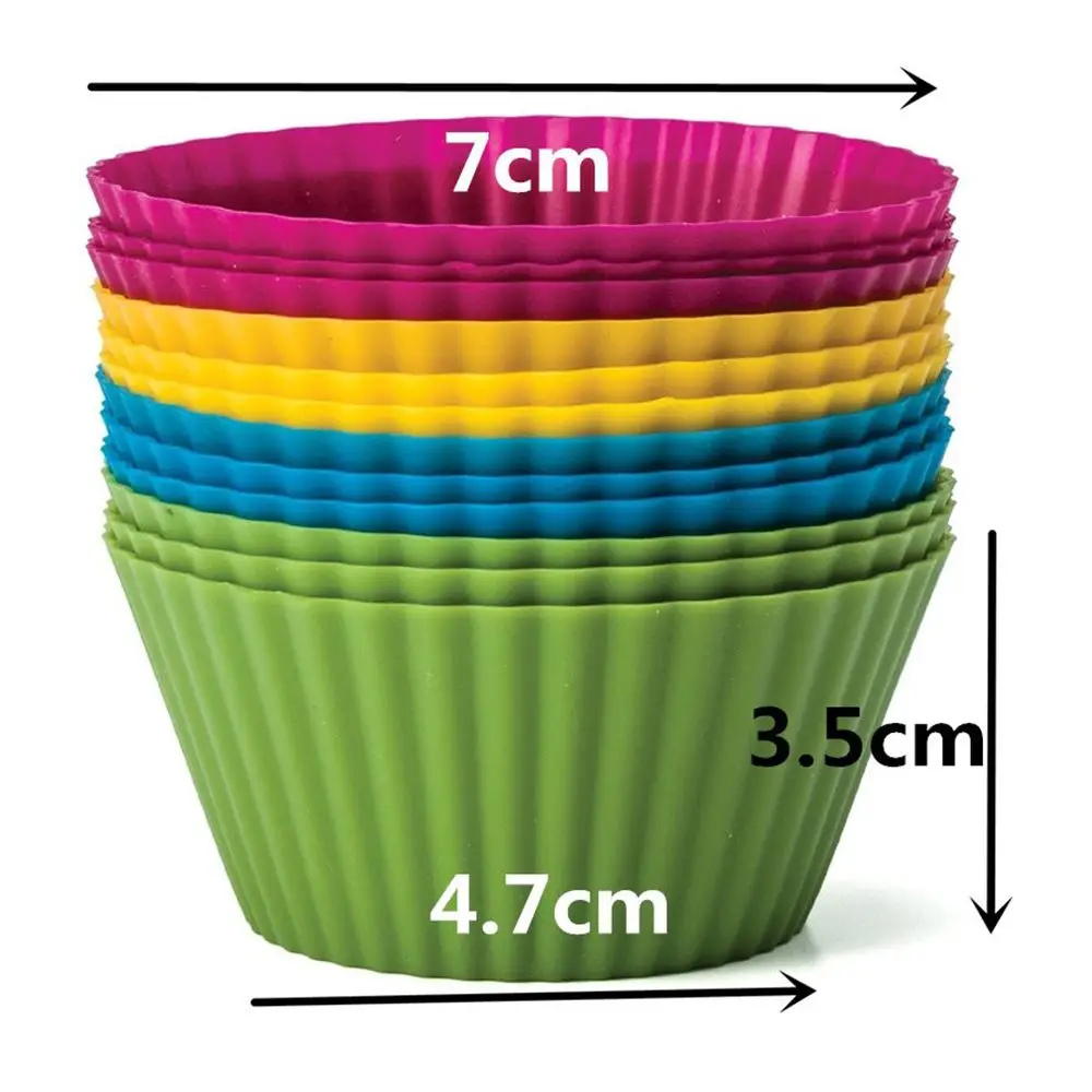 

12 Stks/set Siliconen Cakevorm Ronde Vormige Muffin Cupcake Bakken Mallen Keuken Koken Bakvormen Maker Diy Cake Decorating Gere