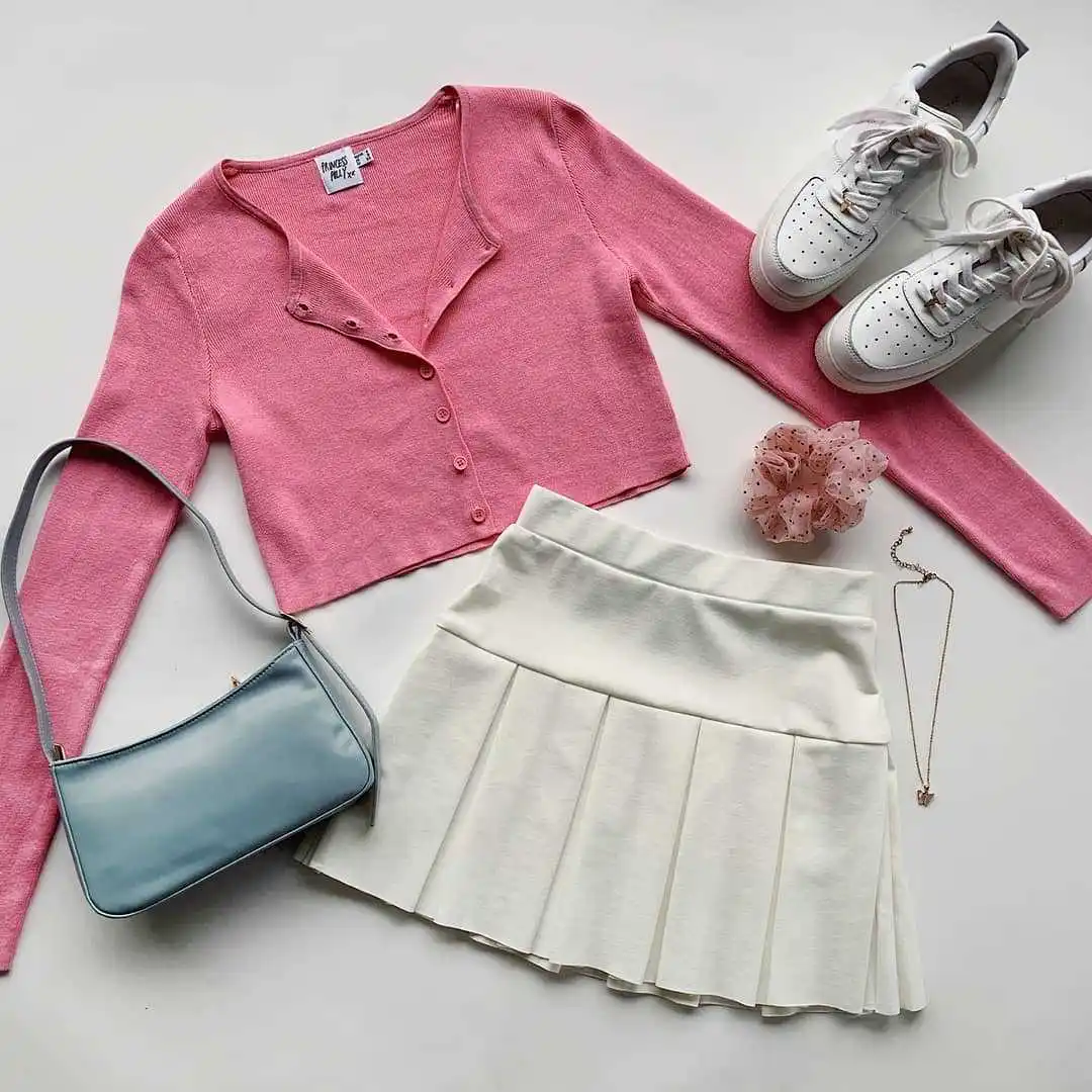 

2021 fall/winter women's casual skirt new stretch high waist pleated skirt solid color versatile pleated mini skirt