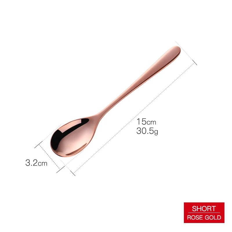 rose gold Короткая ручка из нержавеющей стали, ложка для льда, красочные кухонные холодные напитки, фруктовые смешивающие ложки для кофе, мороженого, небольшой десертный совок, 1 шт - Цвет: rose gold