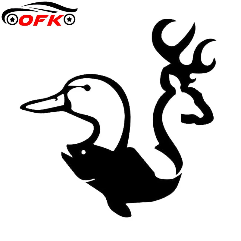 

Deer Duck Fish Creative Cartoon Animal Car Sticker Fashion Decoration Window Decals 12.7*12.9CM