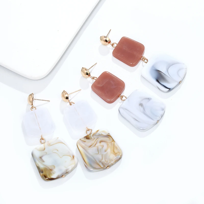 Модные Разноцветные Акриловые геометрические серьги для женщин винтажные