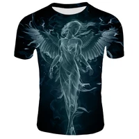 2021 summer new mens t shirt 3d printing angel childrens fashion casual short sleeved shirt