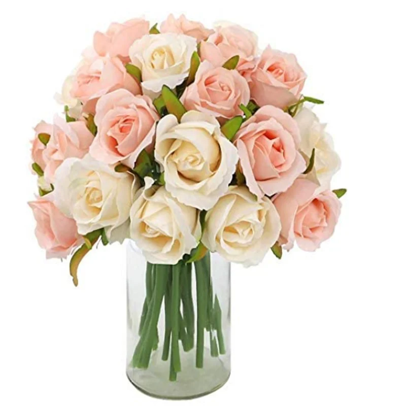 

12 Heads Artificial Rose Flowers Bouquet Silk Flowers Rose for Home Bridal Wedding Party Festival Vase Floral Arrangement Decor