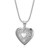 romantic heart locket photo frame necklaces for women gifts openable stainless steel promise love keepsake jewelry