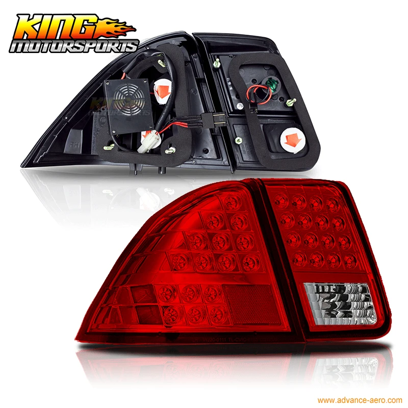Подходит 01 02 03 04 05 Honda Civic 4Dr Седан светодиодные стоп задние фонари лампы Chrome