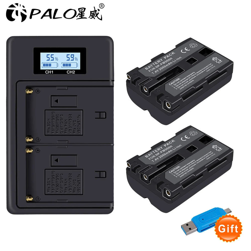 2PCS and LCDcharger NP-FM500H NPFM500H NP FM500H FM50 Камера Батарея для sony A57 A65 A77 A450 A560 A580 A900 A58 A99 A550 A200 A300 A350 A700 F717 - Цвет: 2PCS and LCDcharger