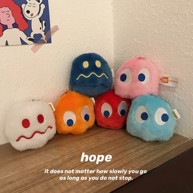 

Bandai Namco Original Cute Pac-Man Kawaii Anime Figure 8cm Plush Toys Keychain Cartoon Schoolbag Pendant Couple Pendant Gift