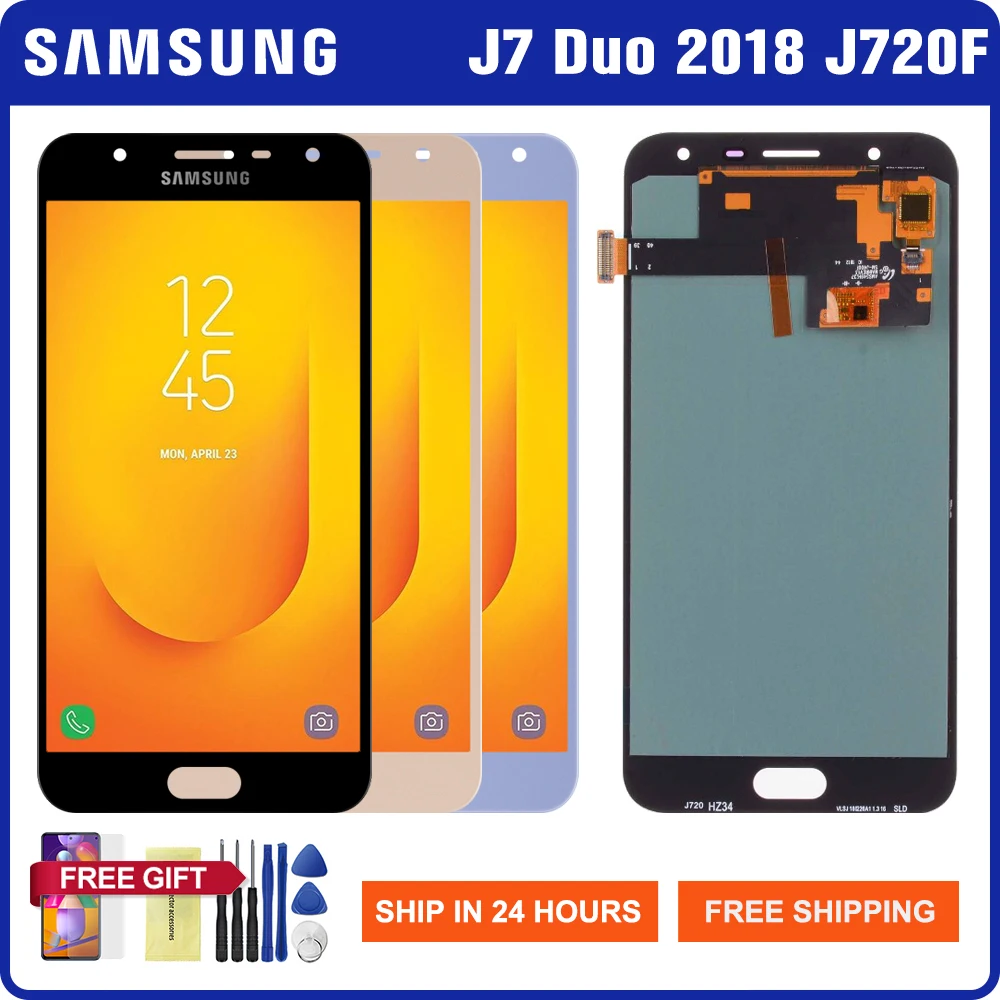 

Super Amoled экран для Samsung Galaxy J7 Duo 2018 дисплей сенсорный экран дигитайзер для Samsung J720 J720F SM-J720F/D