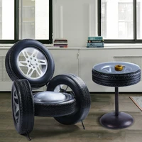 retro iron tires dining table set round kitchen table chair cafe restaurant bar metal stool vintage furniture luxury home decor
