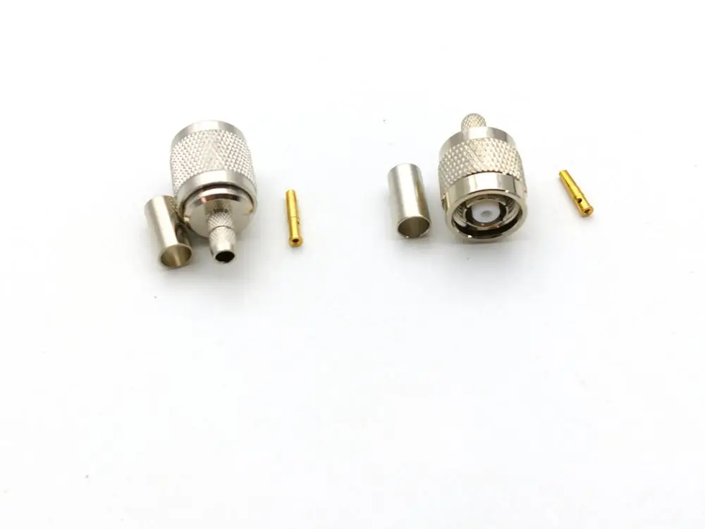 50 шт. латунь 50ohm RP TNC Мужской обжимной для RG58 LMR195 RF коаксиальный разъем