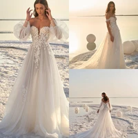 2020 new design luxury floral wedding dress with 3d flowers applique boat neck tulle bridal gown vestido robe de mariee noiva