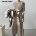 Женское шерстяное платье макси, вязаный свитер с длинным рукавом, Y2k, винтажная осенняя одежда в Корейском стиле