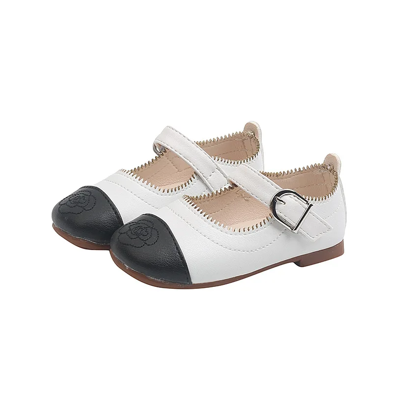 Spring Autumn Girls Shoes Black White Patchwork Leather Kids Flats Children Mary Janes Baby Princess Shoe Toddlers |