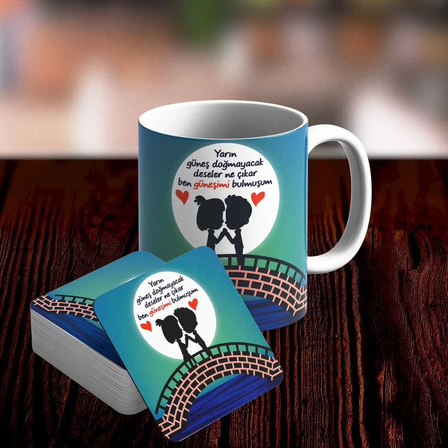 

Romantic Design Mug and Underlay Set-No5
