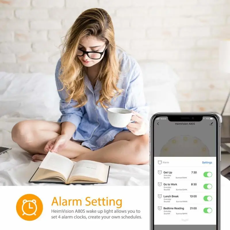 

WiFi Voice Control LED Colorful Lights Wake Up Light Alarm Clock,for Alexa Google Home Lynx Smart Life Alarm Clock Bulb
