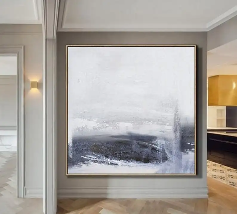 

Large Abstract Sky Painting Abstract Sea Painting Wall Art Black White Abstract Painting Sea Landscape Painting Large Painting