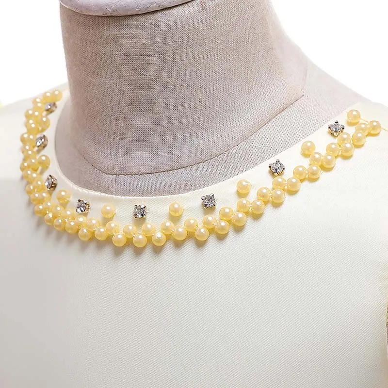 

Girls' Sleeveless Beaded Dress Hemline Embroidery Dress Party Events For Teenage Girl Dress Ceremonies Children Clothes 4-12T