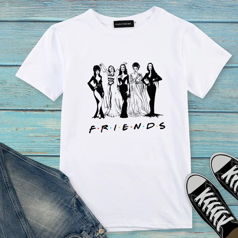 Футболка с готическим рисунком Friends Tee Harajuku женская футболка с буквенным принтом с коротким рукавом и круглым вырезом Женские топы