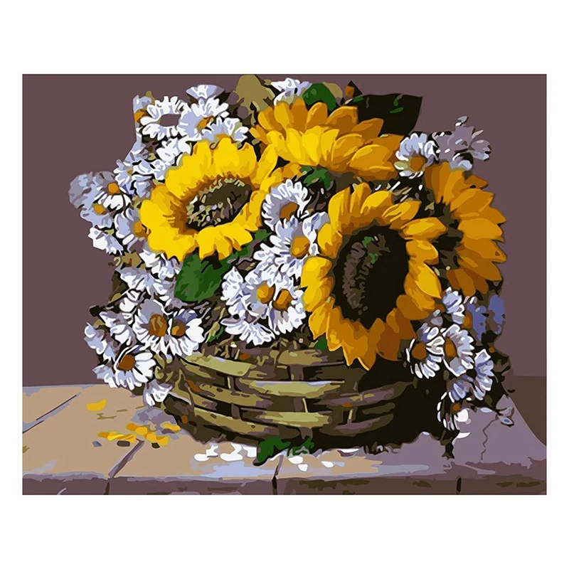 

Sunflower Paint By Numbers for Adults Beginner,DIY Canvas Oil Painting Acrylic Kit 16Inch x 20Inch Frameless