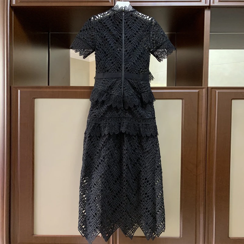 Женское вечернее платье Автопортрет элегантное черное ажурное кружевное
