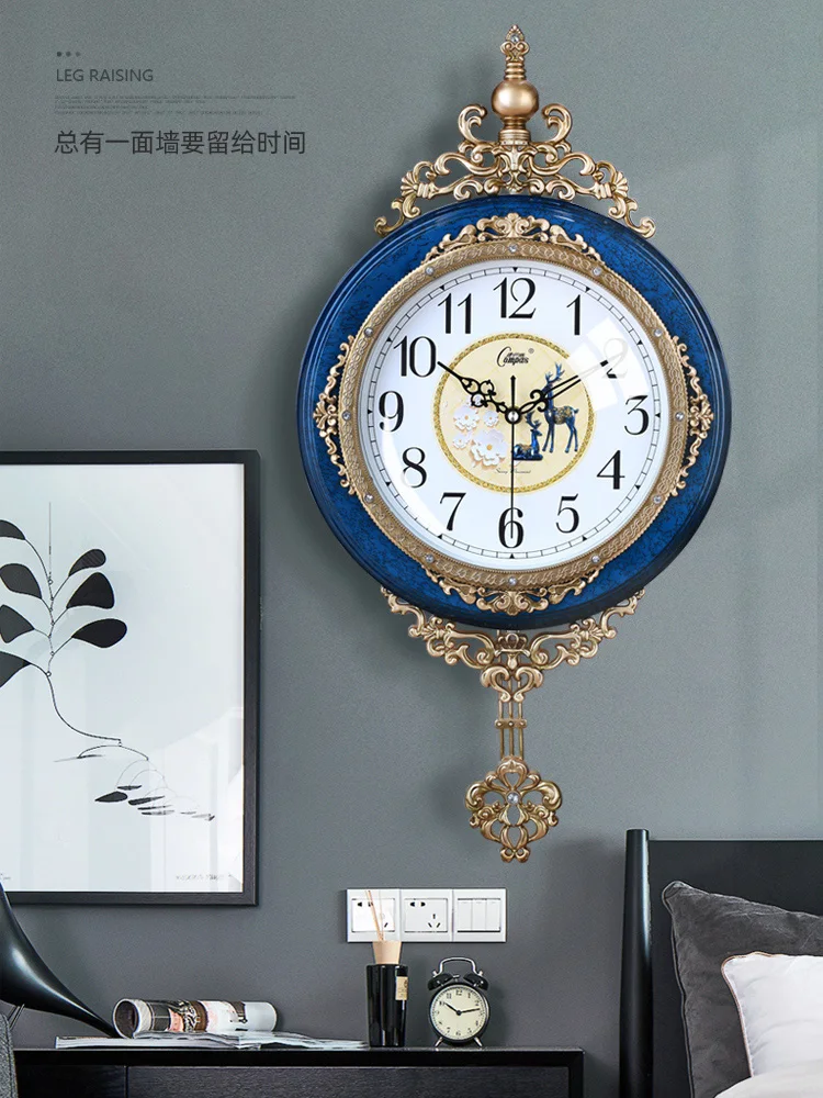 Творческий Nordic настенные часы Винтаж металлические с маятником качели Гостиная