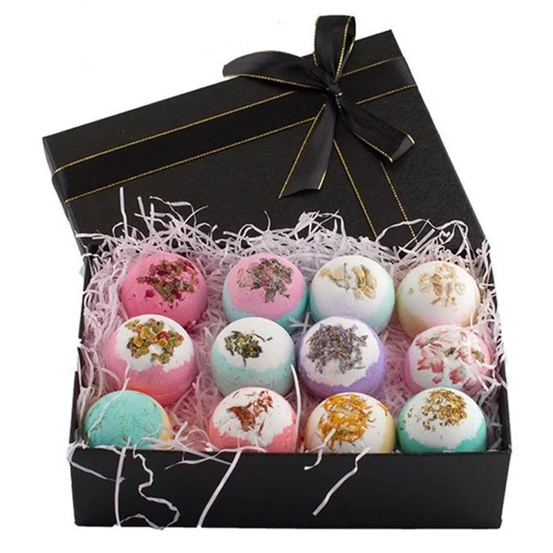 

12pcs Bath Salt Ball Moisturizing Petal Series Soap Essential Oil Bath Bomb Bubble Ball Valentine Day Gift Box