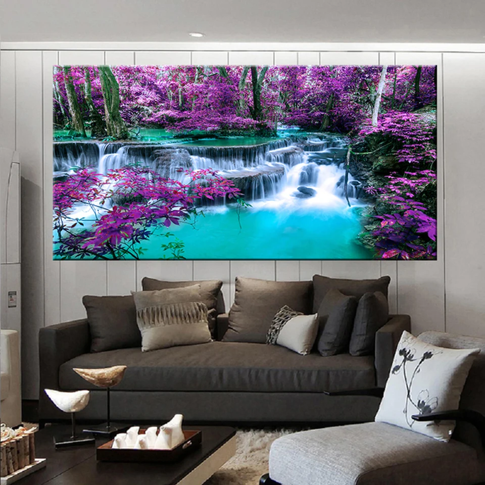 

Large Diy Diamond Embroidery Landscape Natural Waterfall 5D Mosaic Square Drill Full Round Diamond Painting Cross Stitch X104