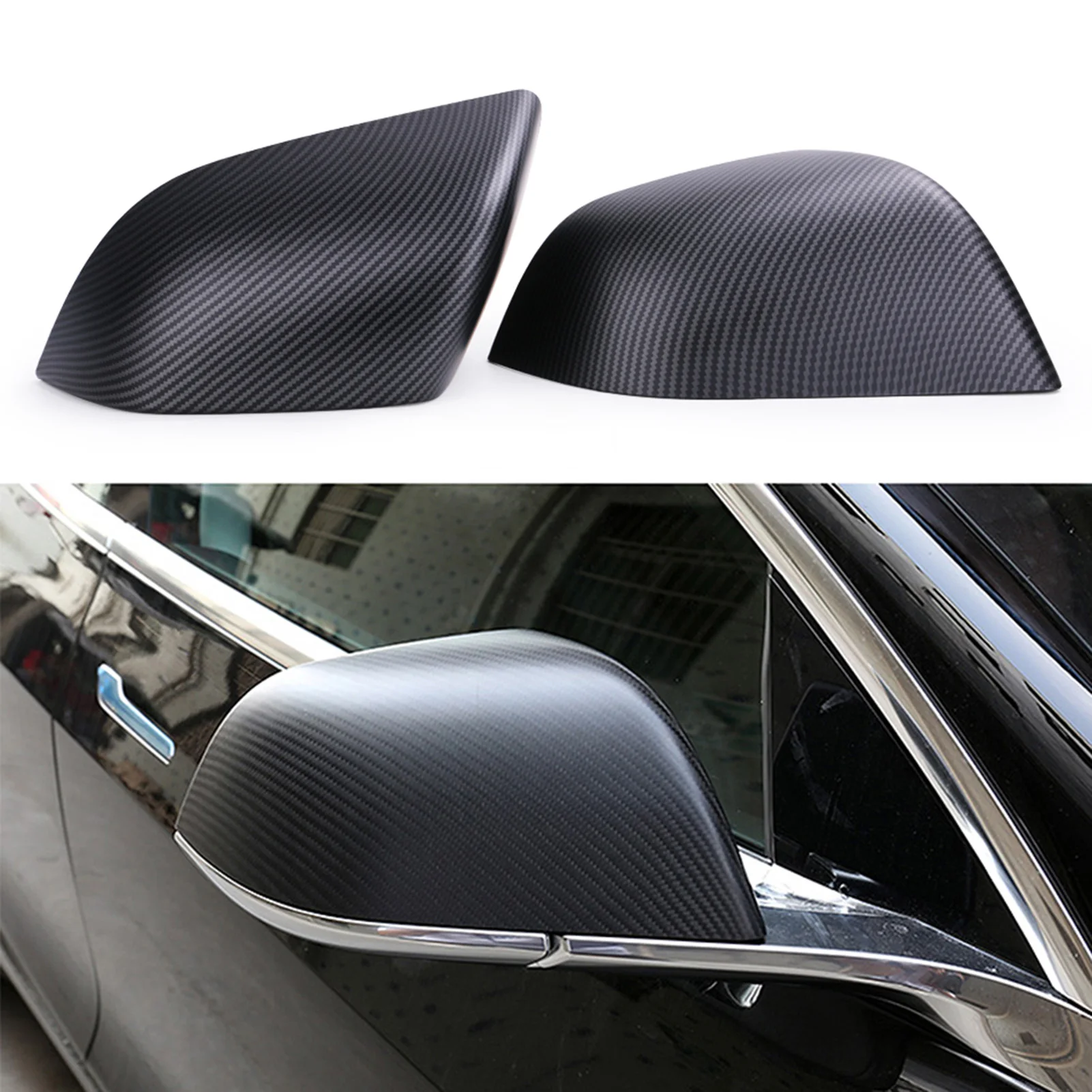 

Car Rearview Door Mirror Cover Replacement for Tesla Model 3 Exterior ABS Imitation Carbon Fiber Outer Decoration